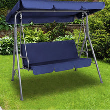 Load image into Gallery viewer, Milano Outdoor 3 Seater Swing Bench Chair With Canopy - Dark Blue
