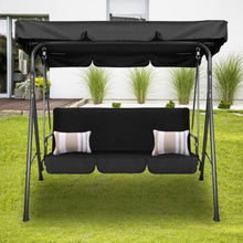 Load image into Gallery viewer, Milano Outdoor 3 Seater Swing Bench Chair With Canopy - Black
