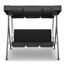 Load image into Gallery viewer, Milano Outdoor 3 Seater Swing Bench Chair With Canopy - Black
