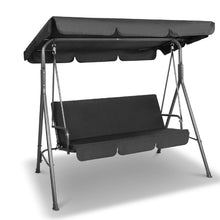 Load image into Gallery viewer, Milano Outdoor 3 Seater Swing Bench Chair With Canopy - Black
