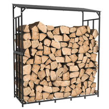 Load image into Gallery viewer, Metal Log Storage Shed Outdoor Firewood Rack Holder
