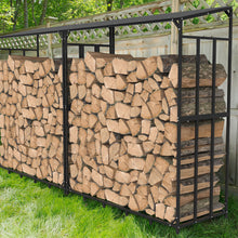 Load image into Gallery viewer, Metal Log Storage Shed Outdoor Firewood Rack Holder
