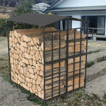 Load image into Gallery viewer, Metal Log Storage Shed Outdoor Firewood Rack Holder
