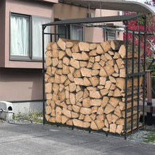 Load image into Gallery viewer, Metal Log Storage Shed Outdoor Firewood Rack Holder
