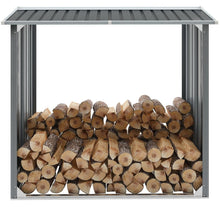 Load image into Gallery viewer, Outdoor Log Storage Shed 91cm Firewood Rack Steel w/ Raised Floor &amp; Sloping Roof

