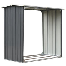 Load image into Gallery viewer, Outdoor Log Storage Shed 91cm Firewood Rack Steel w/ Raised Floor &amp; Sloping Roof
