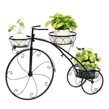 Load image into Gallery viewer, 3-Tier Iron Bicycle Plant Stand Rack Tricycle Planter
