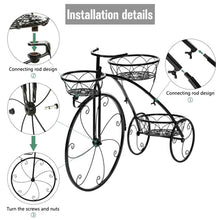 Load image into Gallery viewer, 3-Tier Iron Bicycle Plant Stand Rack Tricycle Planter
