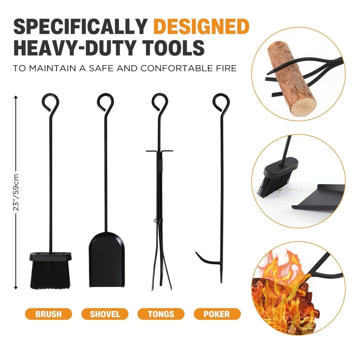 Steel Firewood Rack with Tools, Large Log Holder, 30cm Depth – Fetch A Deal