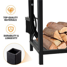 Load image into Gallery viewer, Steel Firewood Rack with Tools, Large Log Holder, 30cm Depth
