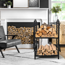 Load image into Gallery viewer, Steel Firewood Rack with Tools, Large Log Holder, 30cm Depth
