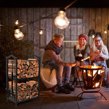 Load image into Gallery viewer, Steel Firewood Rack with Tools, Large Log Holder, 30cm Depth
