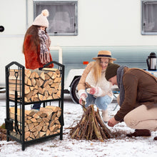 Load image into Gallery viewer, Steel Firewood Rack with Tools, Large Log Holder, 30cm Depth
