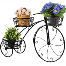 Load image into Gallery viewer, Iron Tricycle Plant Stand Pot Holder Black Solid Pattern
