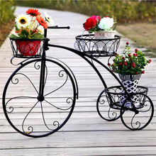 Load image into Gallery viewer, Iron Tricycle Plant Stand Pot Holder Black Solid Pattern
