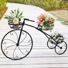 Load image into Gallery viewer, Iron Tricycle Plant Stand Pot Holder Black Solid Pattern
