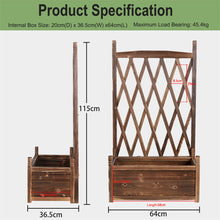 Load image into Gallery viewer, Elevated Wooden Planter Box L-64x36.5x115cm with Trellis
