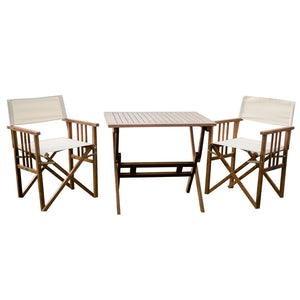 Maculata Wooden Outdoor Directors Chair and Table Set 3 Pce
