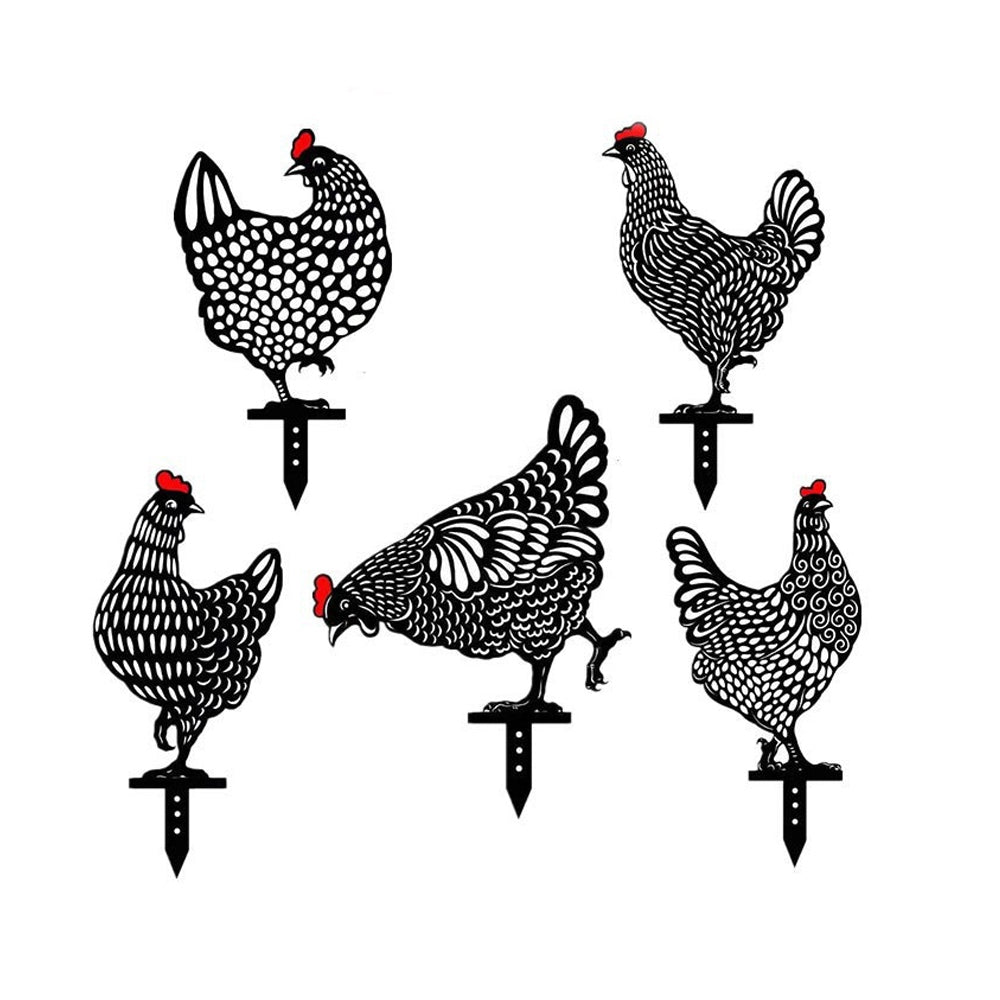 Garden Ornament Chicken Yard Art Pack Of 5