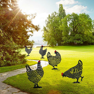 Garden Ornament Chicken Yard Art Pack Of 5