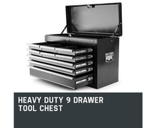 Load image into Gallery viewer, 9 Drawer Black Tool Box Workshop Cabinet Bullet
