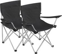 Load image into Gallery viewer, SONGMICS Set of 2 Folding Camping Outdoor Chairs Black
