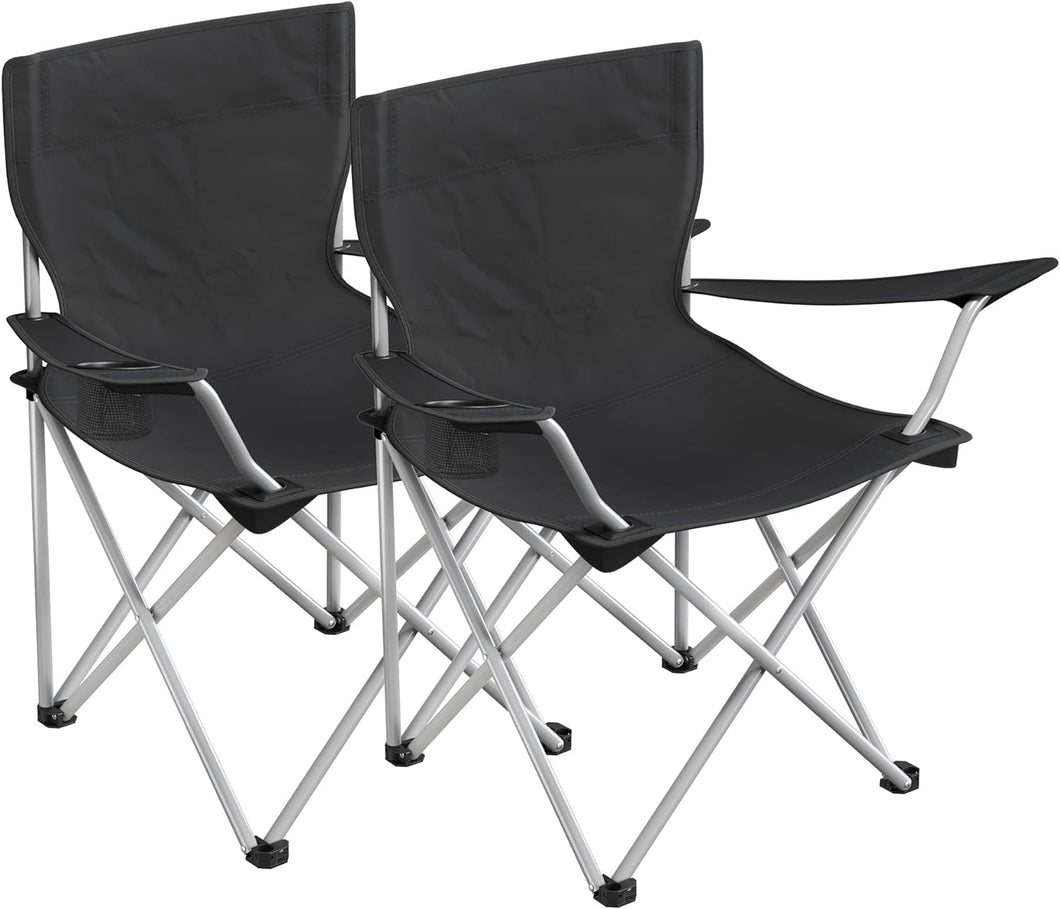 SONGMICS Set of 2 Folding Camping Outdoor Chairs Black