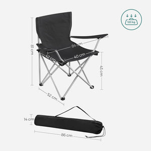 SONGMICS Set of 2 Folding Camping Outdoor Chairs Black