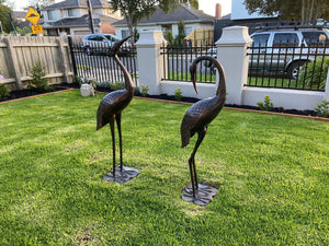 Statue Metal 2 Piece Crane Couple Set