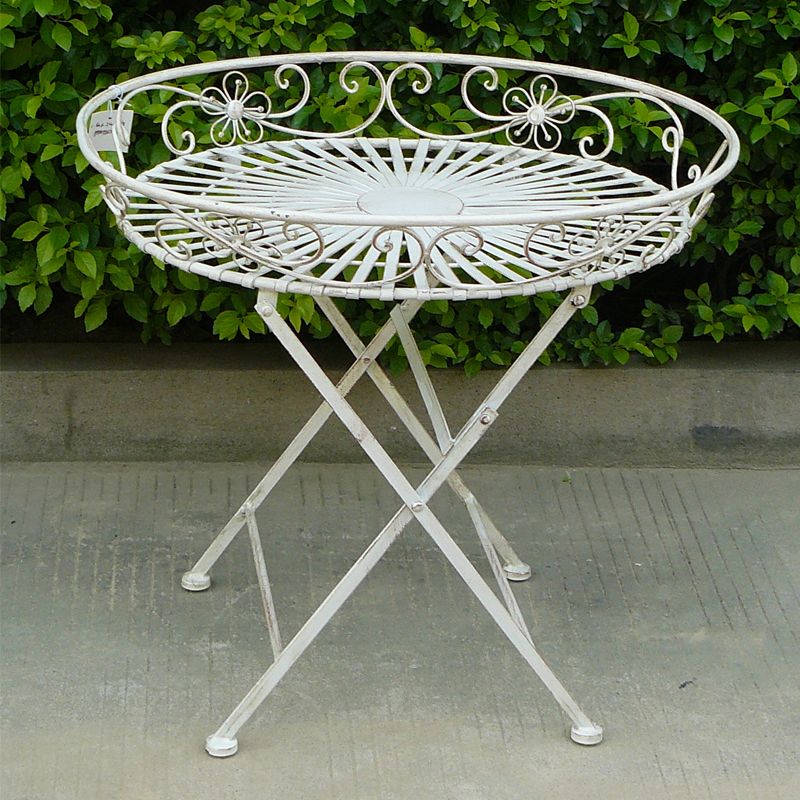 White Wrought Iron Amy Outdoor Tray Table