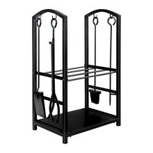 Load image into Gallery viewer, Social Hike Firewood Rack Stand and Fireplace Tool Set for Log Holder Storage

