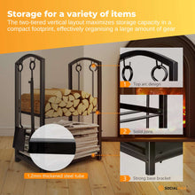 Load image into Gallery viewer, Social Hike Firewood Rack Stand and Fireplace Tool Set for Log Holder Storage
