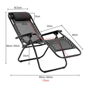 Wallaroo Zero Gravity Reclining Deck Lounge Chair Folding - Black