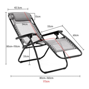 Wallaroo Zero Gravity Reclining Deck Lounge Chair Folding - Grey