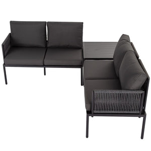 Outdoor Lounge Set with Coffee Table in Black Eden 4-Seater