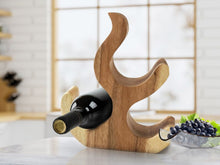 Load image into Gallery viewer, Wine Rack Carved Wood 3 bottle  - Acacia Wood
