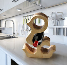 Load image into Gallery viewer, Wooden Wine Rack Carved 4 bottle - Acacia Wood
