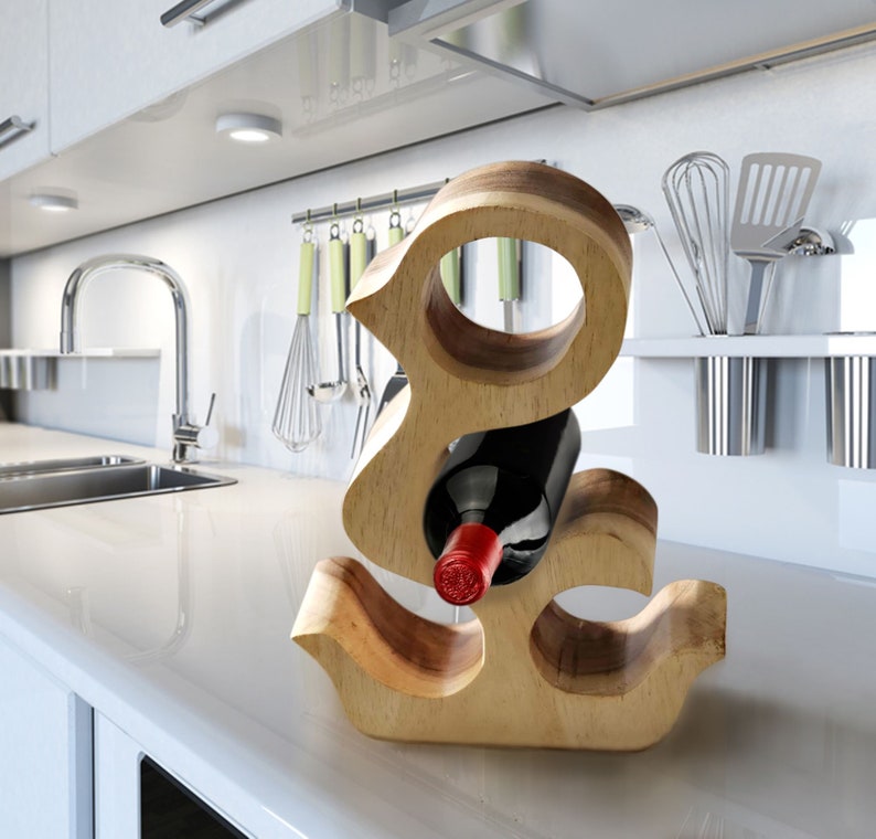 Wooden Wine Rack Carved 4 bottle - Acacia Wood