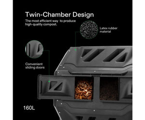 Compost Bin Dual Chamber Tumbling 160LT
