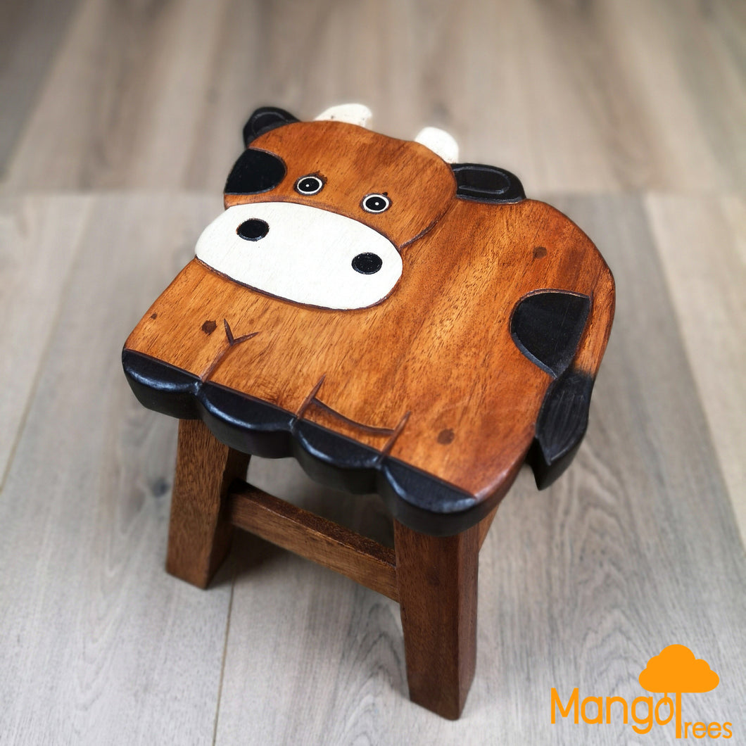 Kids Stool Wooden Cow