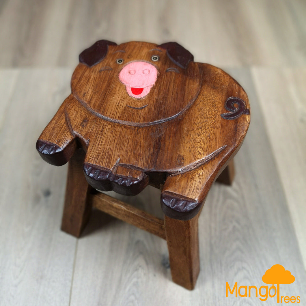 Kids Stool Wooden Pig