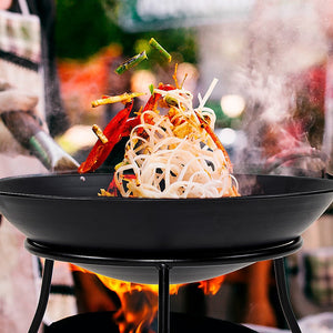 Iron Fire Bowl Traditional Log Fire Pit Black