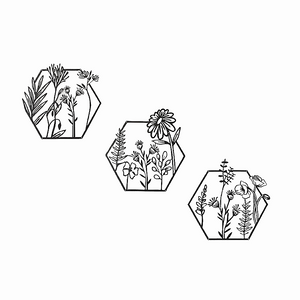 3pc Metal Flower Art Wall Decor