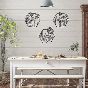 3pc Metal Flower Art Wall Decor