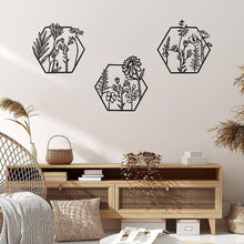Load image into Gallery viewer, 3pc Metal Flower Art Wall Decor
