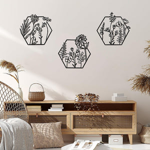 3pc Metal Flower Art Wall Decor