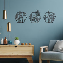 Load image into Gallery viewer, 3pc Metal Flower Art Wall Decor
