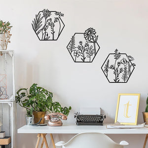 3pc Metal Flower Art Wall Decor
