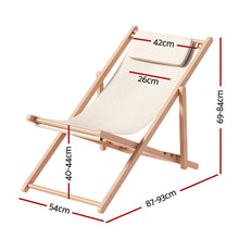 Load image into Gallery viewer, Gardeon Outdoor Folding Deck Chair Wooden Beige
