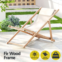 Load image into Gallery viewer, Gardeon Outdoor Folding Deck Chair Wooden Beige
